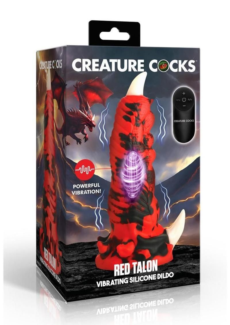 CREATURE COCKS RED TALON VIBRATING DILDO WITH REMOTE