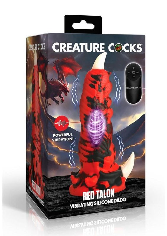 CREATURE COCKS RED TALON VIBRATING DILDO WITH REMOTE