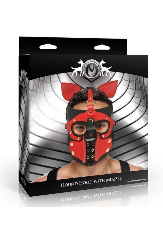 MASTER SERIES HOUND HOOD WITH MUZZLE RED & BLACK PUP HOOD