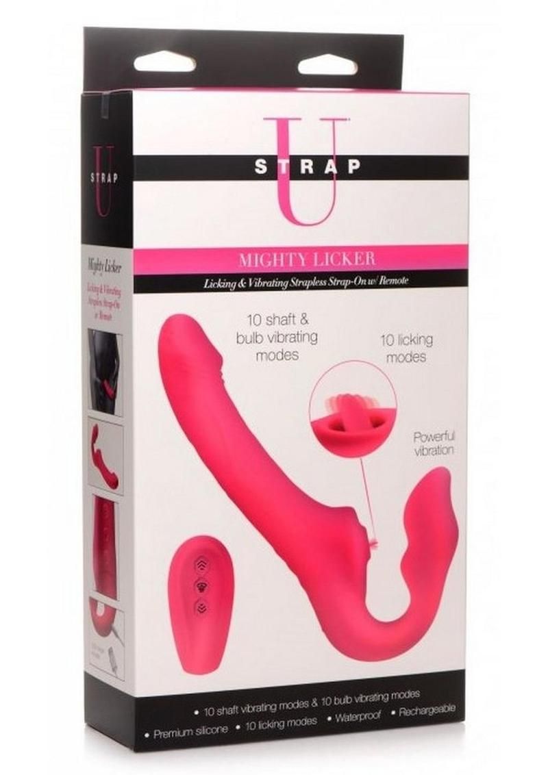 STRAP U LICKING & VIBRATING SILICONE STRAPLESS STRAP ON PINK STRAP U LICKING & VIBRATING SILICONE STRAPLESS STRAP ON PINK