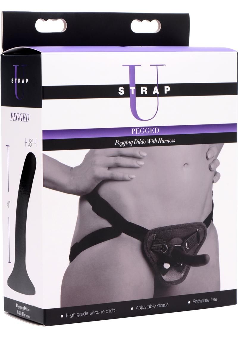 STRAP U PEGGED SILICONE 5" PEGGING DILDO WITH HARNESS