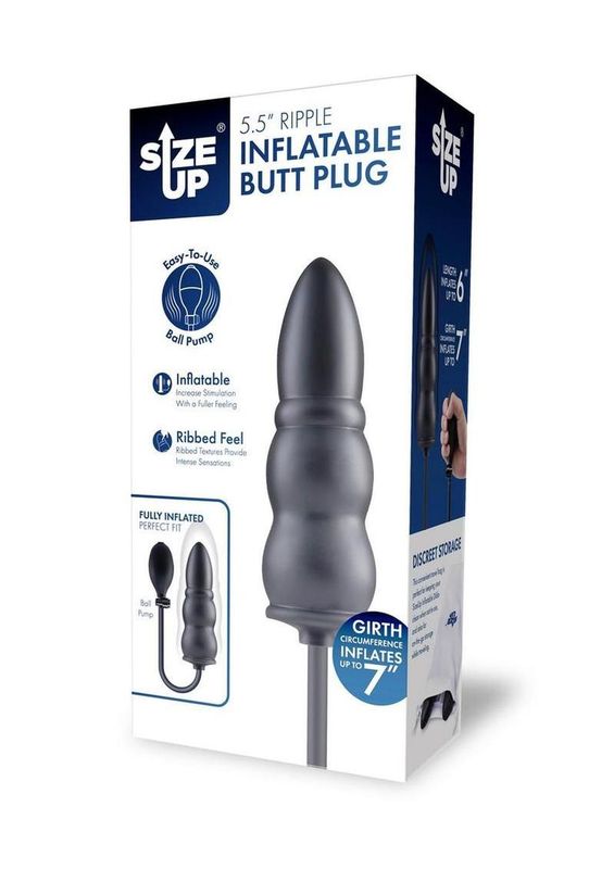 SIZE UP RIPPLE INFLATABLE SILICONE BUTT PLUG 5.5"