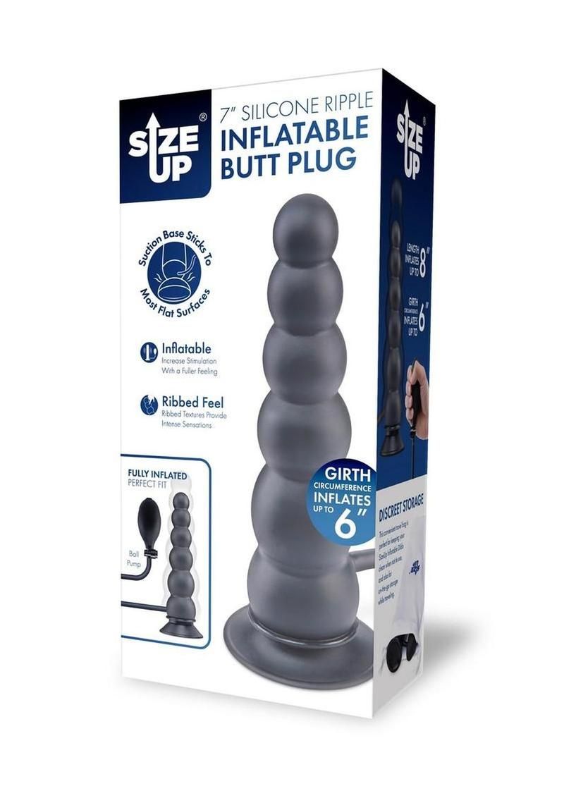 SIZE UP RIPPLE INFLATABLE SILICONE BUTT PLUG 7"