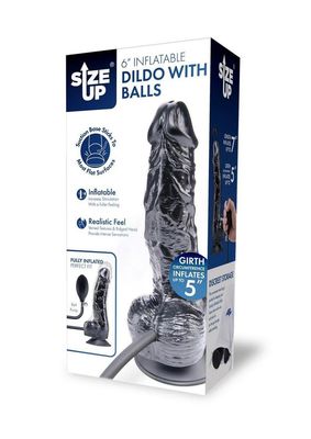 SIZE UP RIPPLE INFLATABLE SILICONE DILDO WITH BALLS 6"