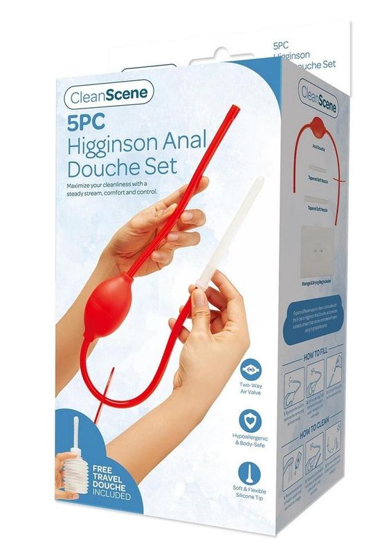 CLEAN SCENE HIGGINSON ANAL DOUCHE SET 5 PIECE RED