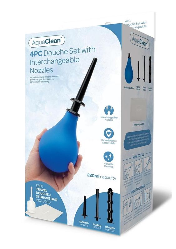 AQUA CLEAN 220ML DOUCHE WITH INTERCHANGEABLE NOZZLE (4 PIECE)