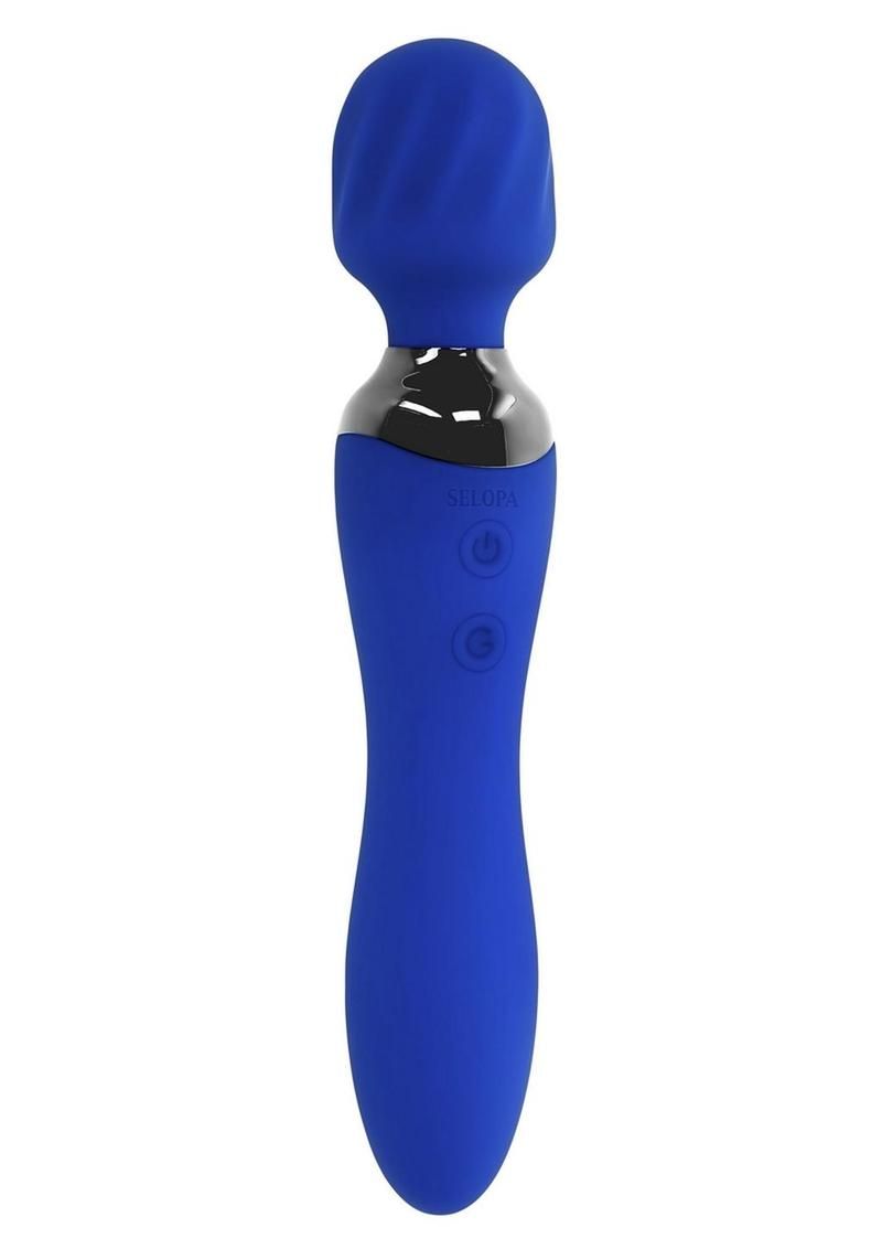 SELOPA BLUE BELLE SILICONE RECHARGEABLE DUAL END VIBRATING WAND