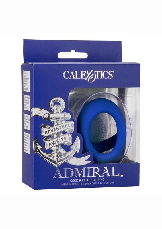 ADMIRAL COCK & BALL SILICONE DUAL RING BLUE