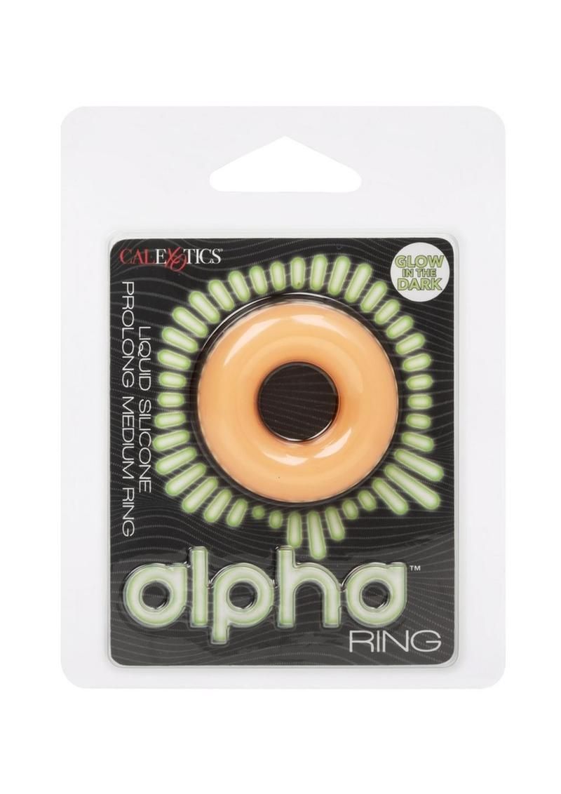 ALPHA GLOW IN THE DARK LIQUID SILICONE PROLONG RING MEDIUM ORANGE