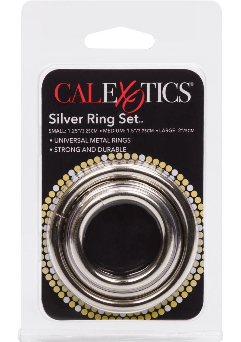 SILVER COCK RING 3 PIECE SET
