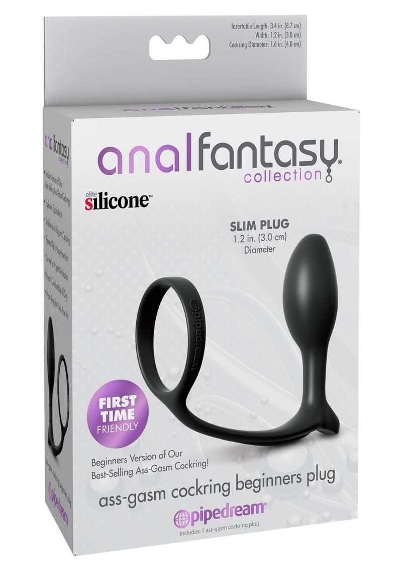 ANAL FANTASY COLLECTION ASS-GASM COCK RING BEGINNERS SLIM PLUG 3.4"