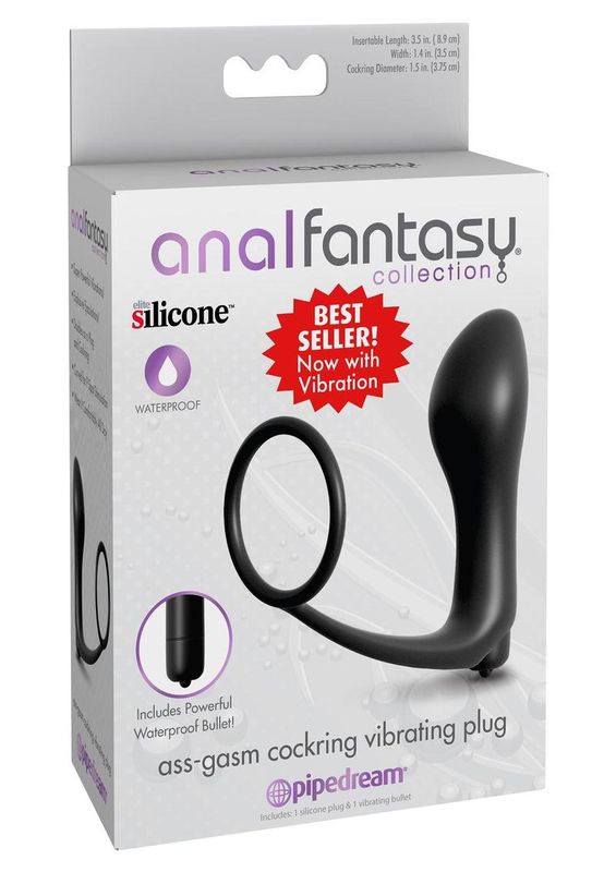 ANAL FANTASY ASS GASM COCKRING WITH VIBRATING PLUG