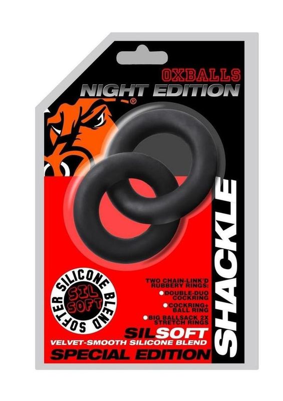 OXBALLS SHACKLE CHAINED LINKED COCK N BALL RINGS NIGHT EDITION