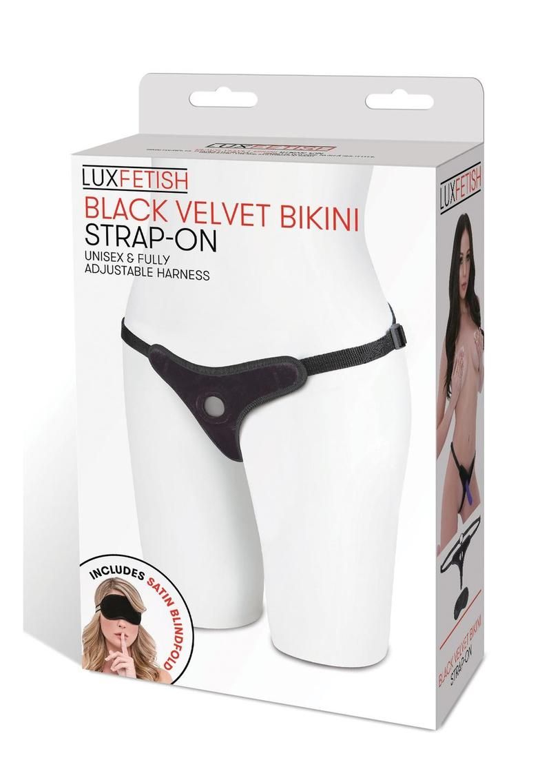 LUX FETISH VELVET BIKINI STRAP ON BLACK