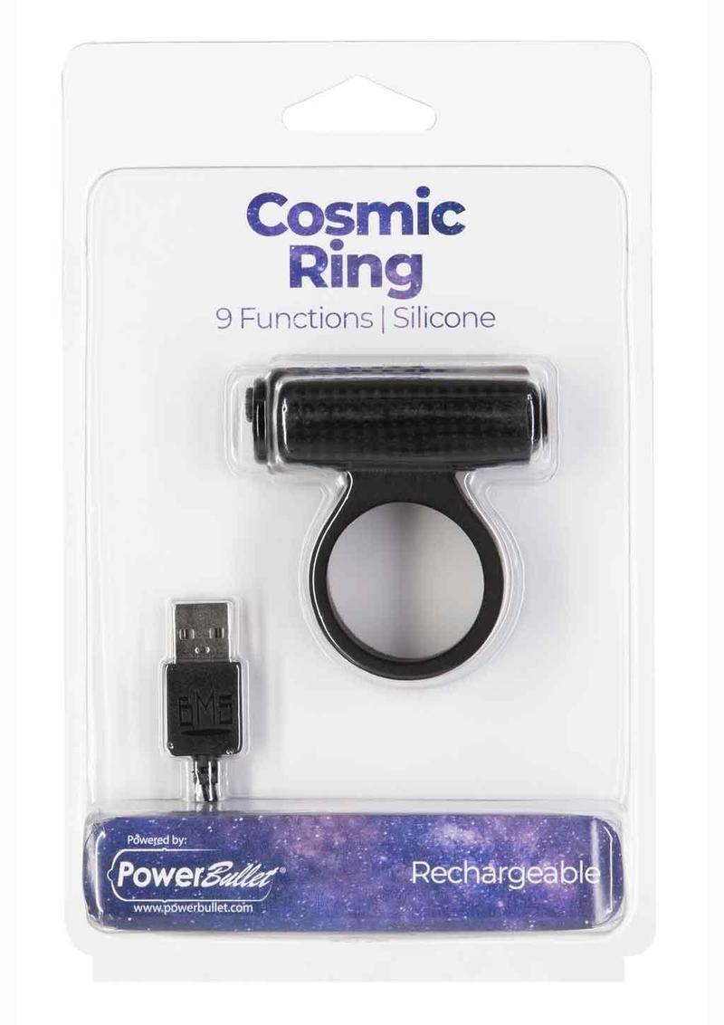 POWER BULLET COSMIC RING SILICONE RECHARGEABLE BLACK