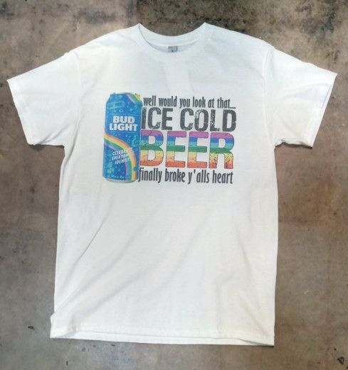 LGBTQ T- SHIRT "BUD LIGHT" WHITE, Size: SMALL