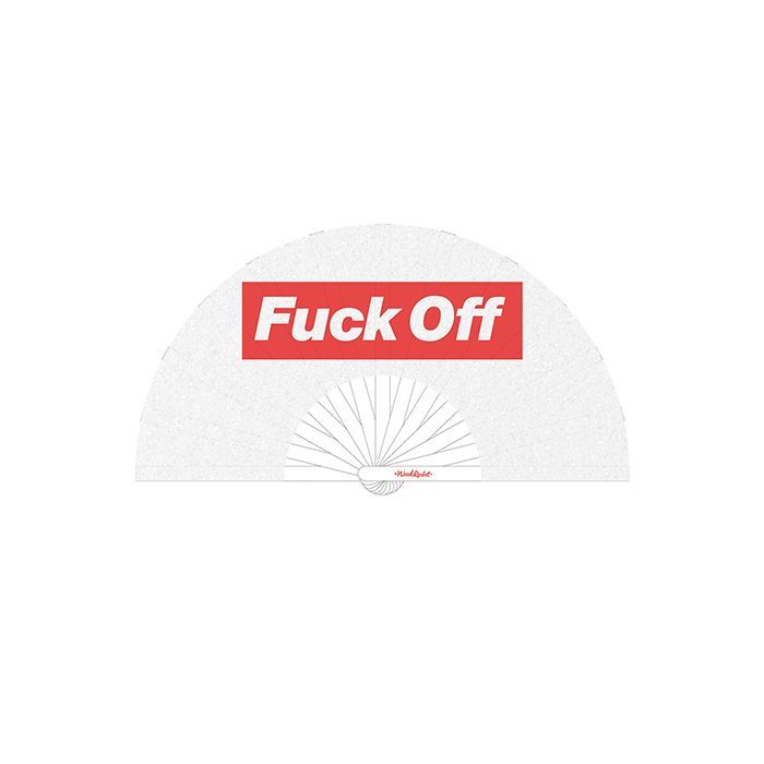 FUCK OFF RED & WHITE CLAP FAN FUCK OFF RED & WHITE CLAP FAN