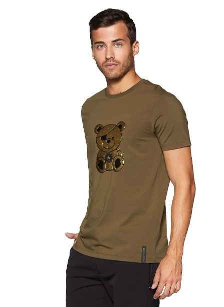 BERTIGO TEDDY JACK GOLD BEAR OLIVE T-SHIRT, Size: MEDIUM