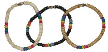 RAINBOW PUKA BEAD BRACELET, Color: NATURAL(TAN)