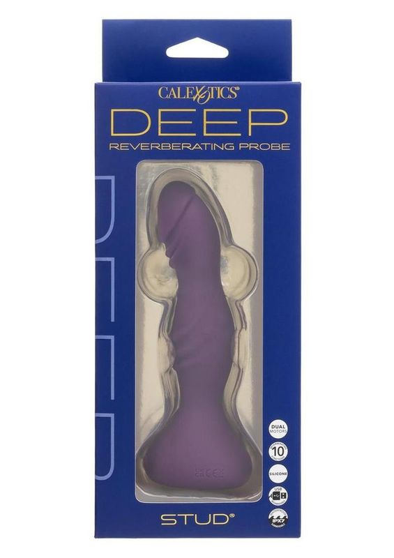 DEEP STUD RECHARGEABLE SILICONE REVERBERATING PROBE PURPLE