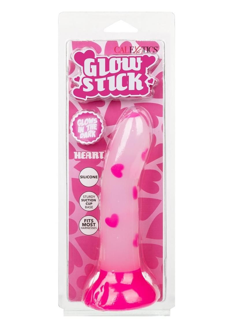 GLOW STICK SILICONE GLOW IN THE DARK DILDO, Color: PINK HEART
