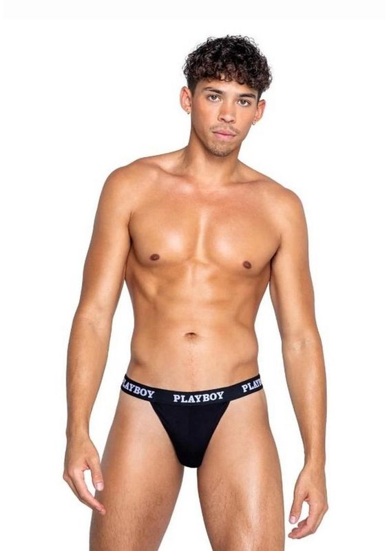 PLAYBOY MENS MODAL GYM THONG BLACK