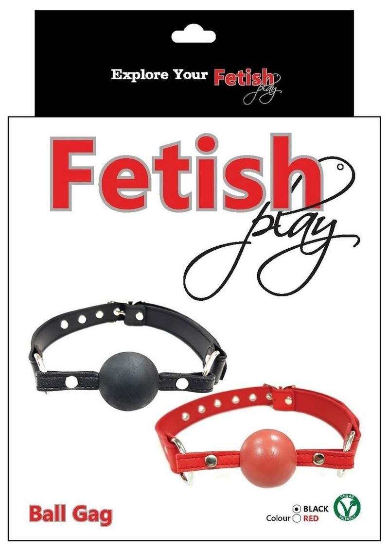 FETISH PLAY BALL GAG VEGAN LEATHER, Color: BLACK