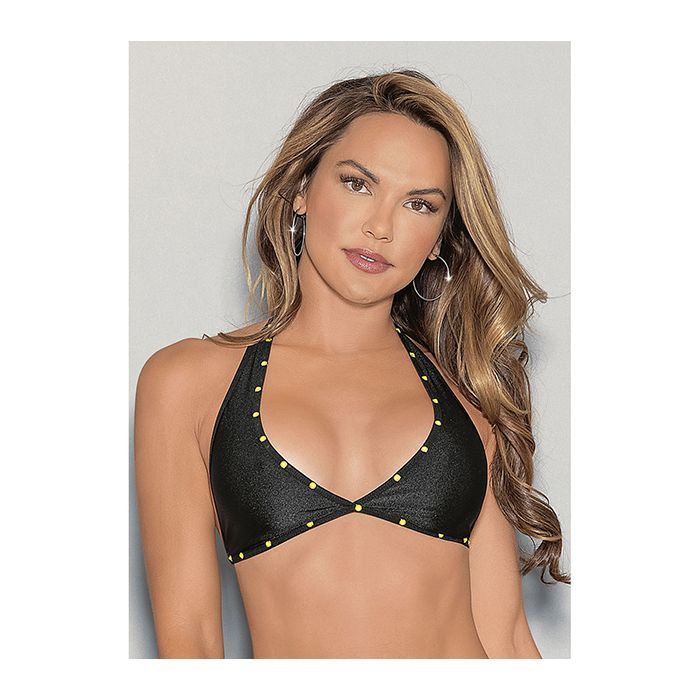 GLOW STONES BLACK LIGHT TRI BRA BLACK O/S