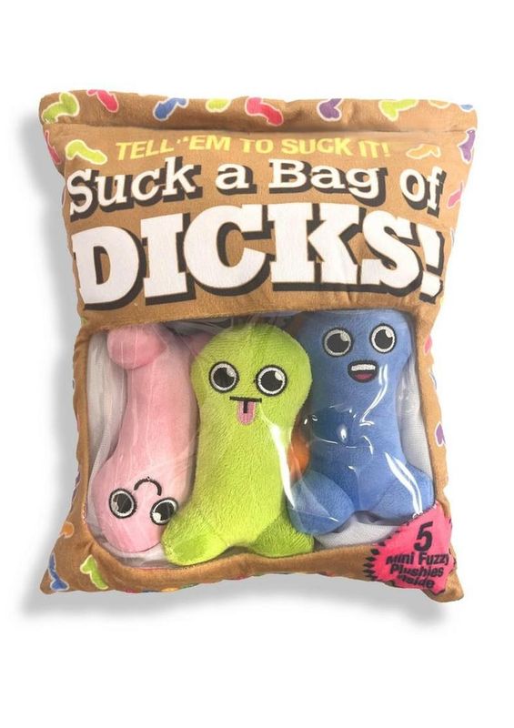 SUCK A BAG OF DICKS PLUSHY PILLOW - PLUSH BAG OF 5 DICKS
