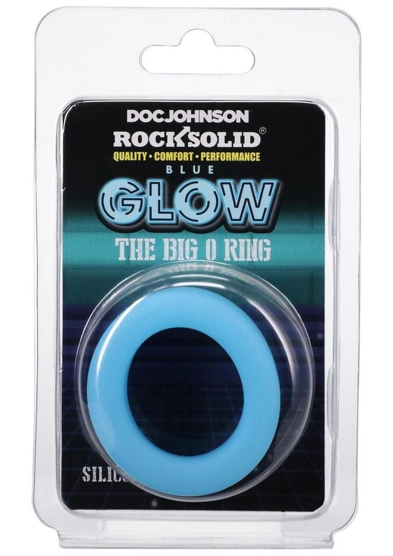 ROCK SOLID THE BIG O GLOW SILICONE COCK RING, Color: BLUE