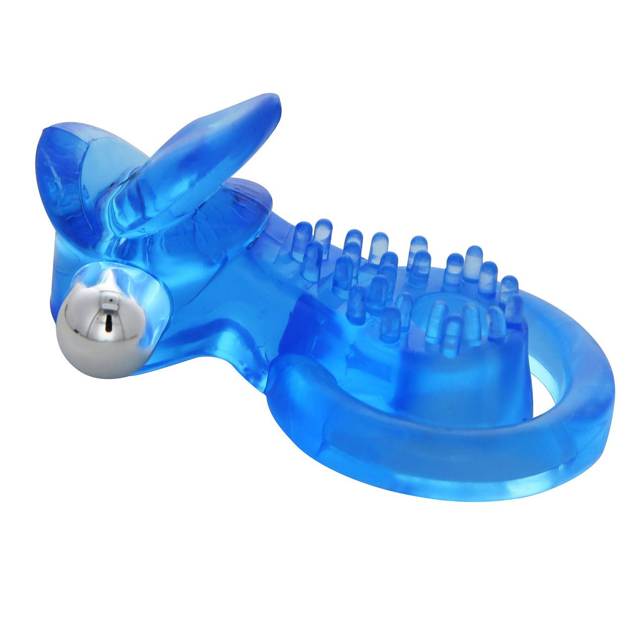 DOUBLE TROUBLE DOUBLE  STRAP VIBRATING COCK RING, Color: BLUE