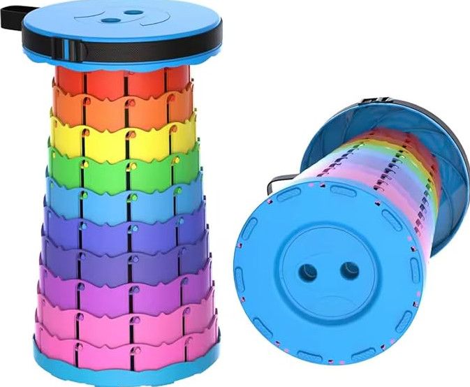 RAINBOW COLLAPSIBLE STOOL (BLUE TWIST)