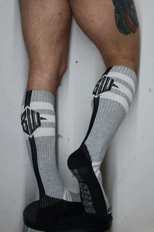 BREEDWELL RETRO REMIX SOCKS GREY HEATHER