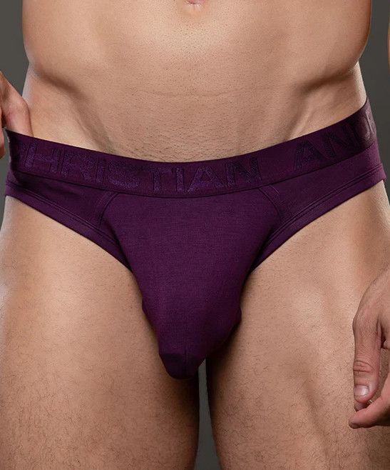 ANDREW CHRISTIAN TROPHY BOY BAMBOO LOCKER ROOM JOCK EGGPLANT, Size: SMALL