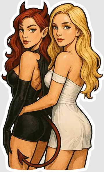 STICKER : ANGEL DEVIL GIRLS STICKER : ANGEL DEVIL GIRLS