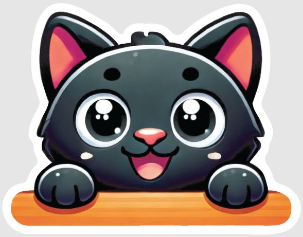 STICKER : BLACK PEEKING CAT