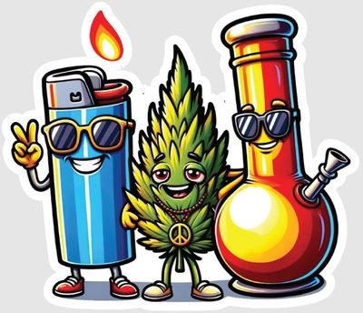 STICKER : LIGHTER BUD BONG FRIENDS