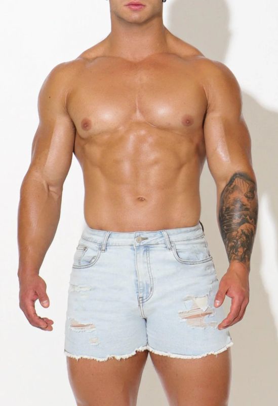 JJ MALIBU JADED 2.5" DENIM SHORT SHORTS LIGHT SKY BLUE