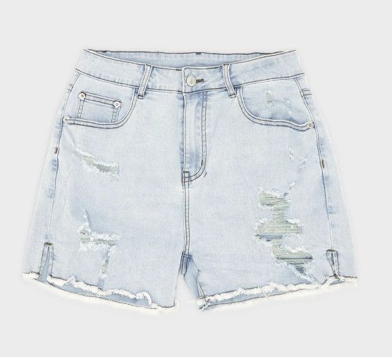 JJ MALIBU JADED 2.5" DENIM SHORT SHORTS LIGHT SKY BLUE, Size: SMALL
