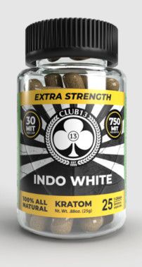 CLUB 13 KRATOM INDO WHITE CAPSULES, Size: 25ct