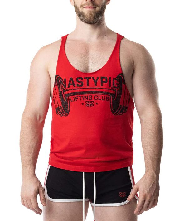 NASTY PIG LIFT CLUB SKANK TANK TOP RED & BLACK
