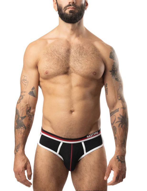 NASTY PIG LIFT CLUB CLASSIC BRIEF BLACK & RED NASTY PIG LIFT CLUB CLASSIC BRIEF BLACK & RED
