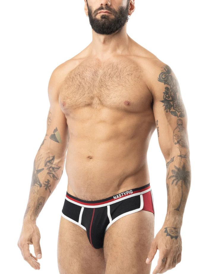 NASTY PIG LIFT CLUB CLASSIC BRIEF BLACK & RED, Size: SMALL