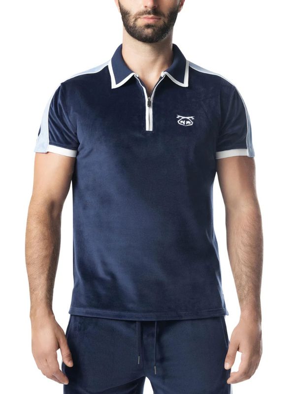 NASTY PIG ESSEX VELOUR POLO MIDNIGHT NAVY & PERRY BLUE