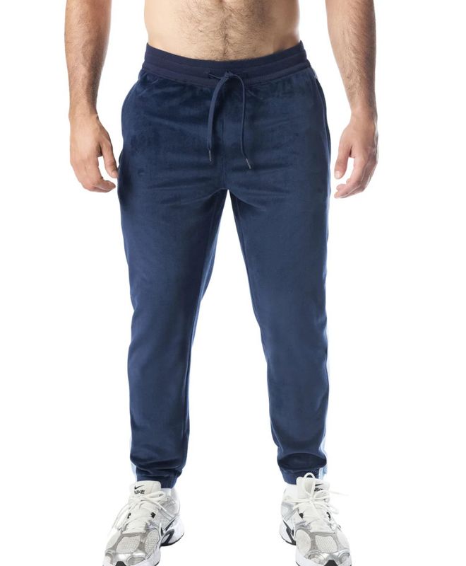 NASTY PIG ESSEX VELOUR TRACK PANT MIDNIGHT NAVY & PERRY BLUE