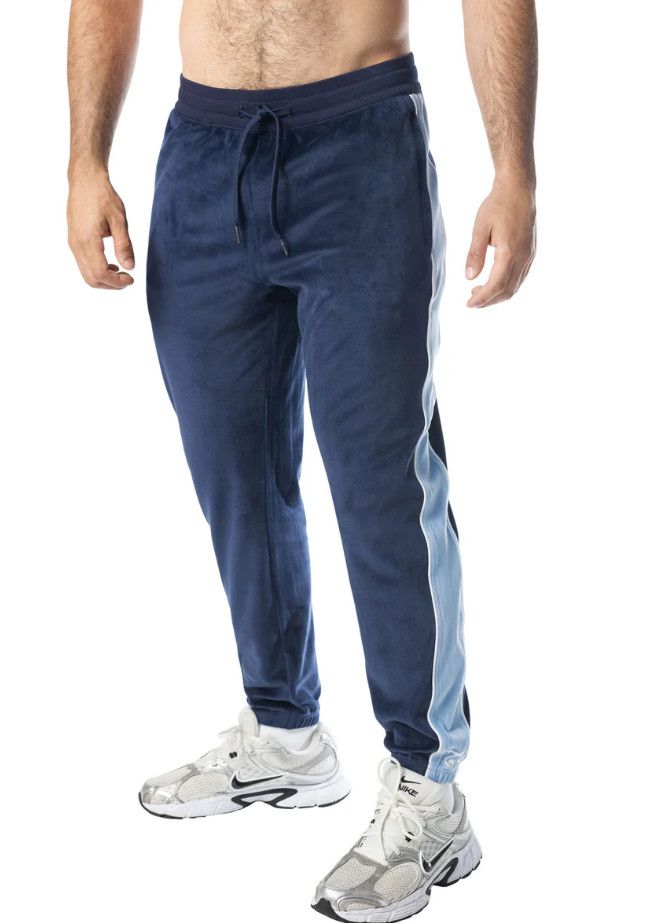 NASTY PIG ESSEX VELOUR TRACK PANT MIDNIGHT NAVY & PERRY BLUE NASTY PIG ESSEX VELOUR TRACK PANT MIDNIGHT NAVY & PERRY BLUE, Size: SMALL