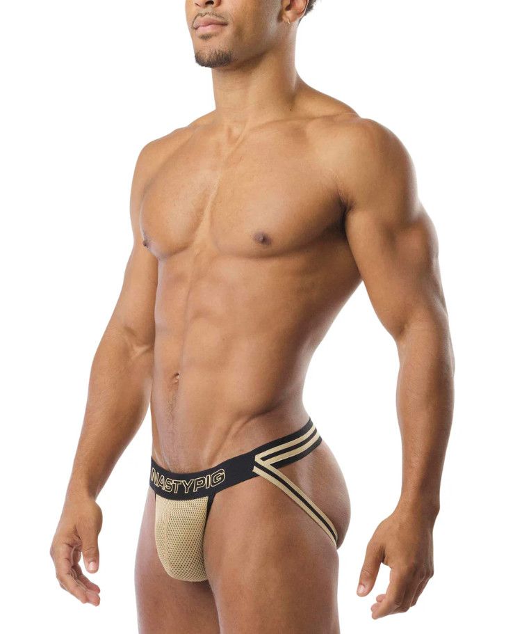 NASTY PIG FLIP JOCK STRAP BLACK & CHAMPAGEN NASTY PIG FLIP JOCK STRAP BLACK & CHAMPAGEN, Size: SMALL