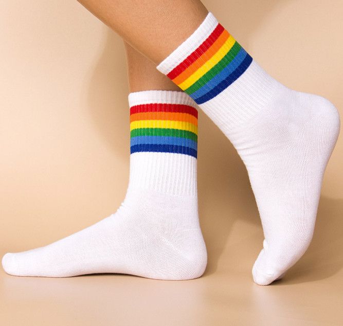 P&M QUARTER CREW SOCKS WHITE P&M QUARTER CREW SOCKS WHITE, Type: WIDE STRIPE