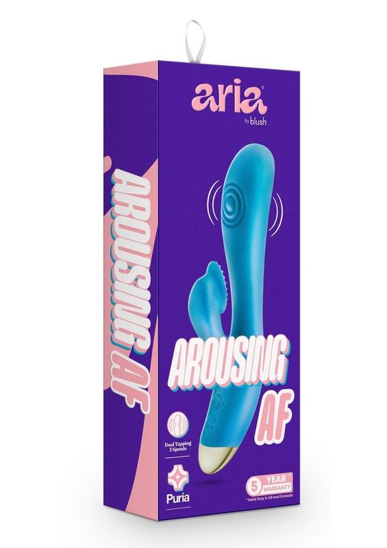 ARIA AROUSING AF RECHARGEABLE SILICONE BLUE RABBIT VIBRATOR