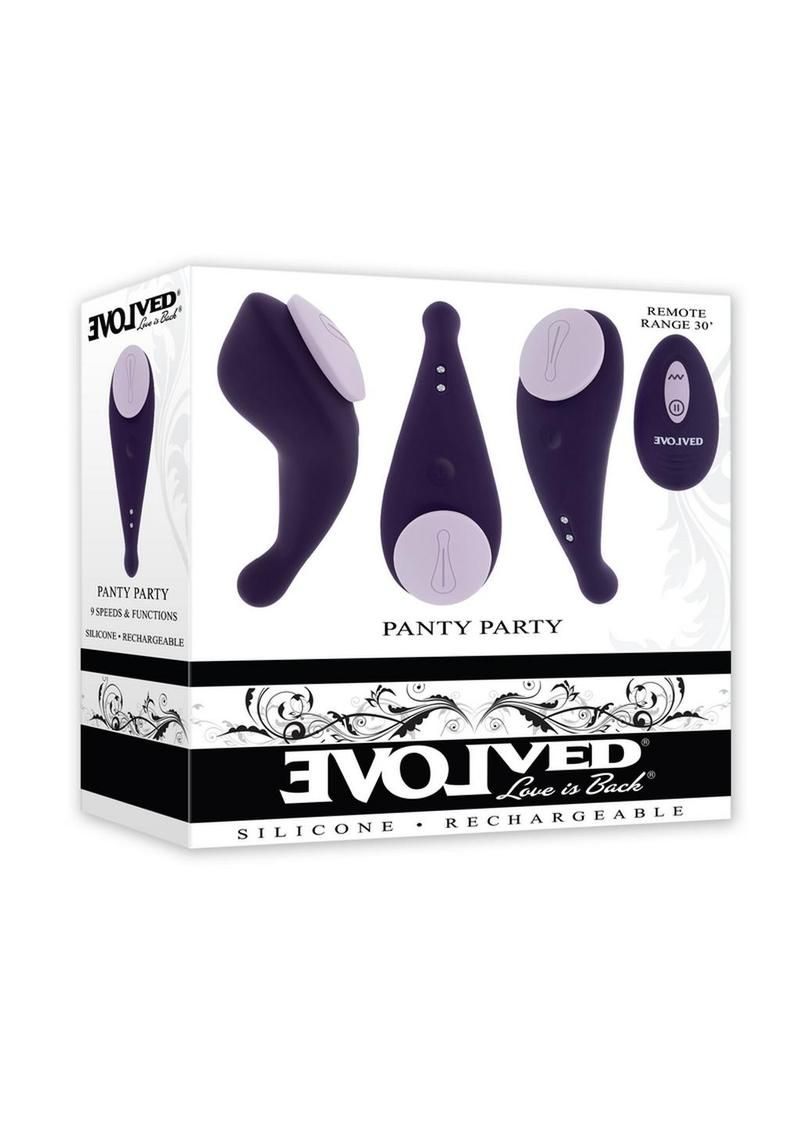 EVOLVED PANTY PARTY SILICONE RECHARGEABLE VIBRATOR WITH REMOTE EVOLVED PANTY PARTY SILICONE RECHARGEABLE VIBRATOR WITH REMOTE